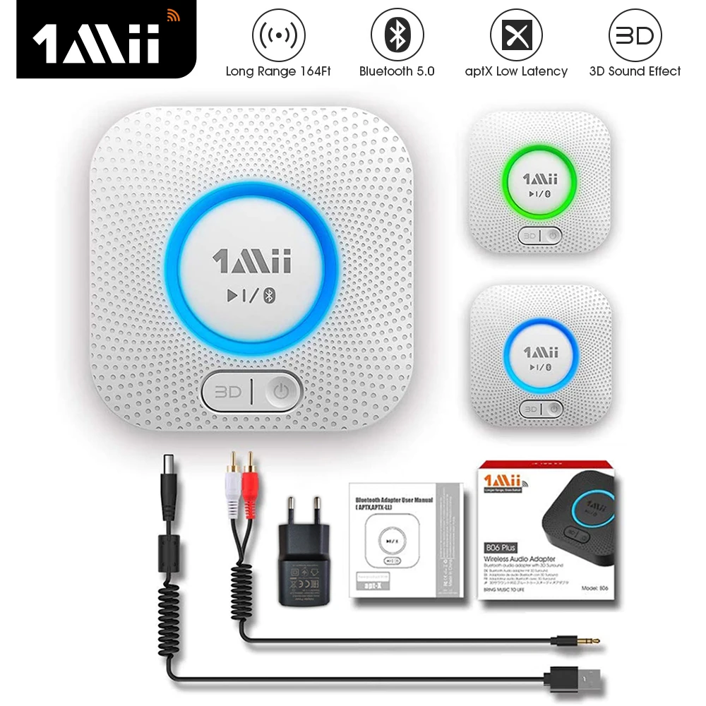 

1Mii Bluetooth 5.0 Receiver aptX LL 3D Stereo Music 3.5mm Jack Aux Wireless Adapter 2RCA 3.5 Aux Bluetooth Audio Receiver Adapte