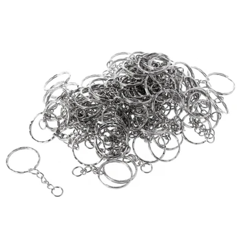 

100pcs/set DIY 25mm Keyring Keychain Split Ring Short Chain Key Fob Rings Craft 72XC
