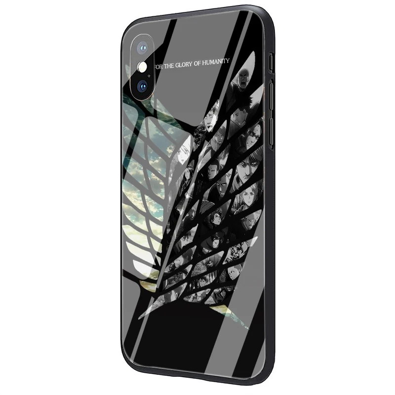 EWAU атака на Титанов аниме чехол из закаленного стекла для телефона для iphone 5 5s SE 6 6s 7 8 plus X XR XS 11 Pro Max - Цвет: G7