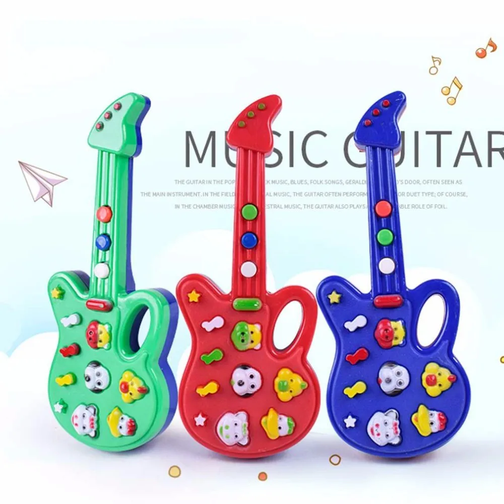 YKS Toy Music Electric Guitar Toys for Kids Baby Nursery Rhyme Music Simulation Plastic Guitar Baby Kids Best Gift Random Color