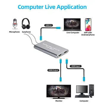 

HD Acquisition Card USB 3.0 Mobile Game Live Video Conference HDMI Recorder for PS4 or Nintendo Switch