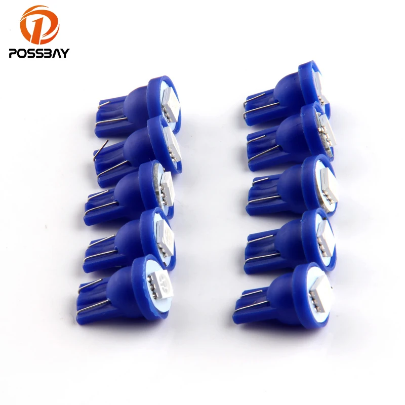 POSSBAY 10 шт. T10 1 SMD 5050 Светодиодная лампа автомобильная W5W номерного знака