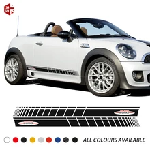 2 Pcs Car Door Side Stripes Skirt Sticker John Cooper Works Style Body Decal For MINI Roadster R59 JCW Cooper S Accessories