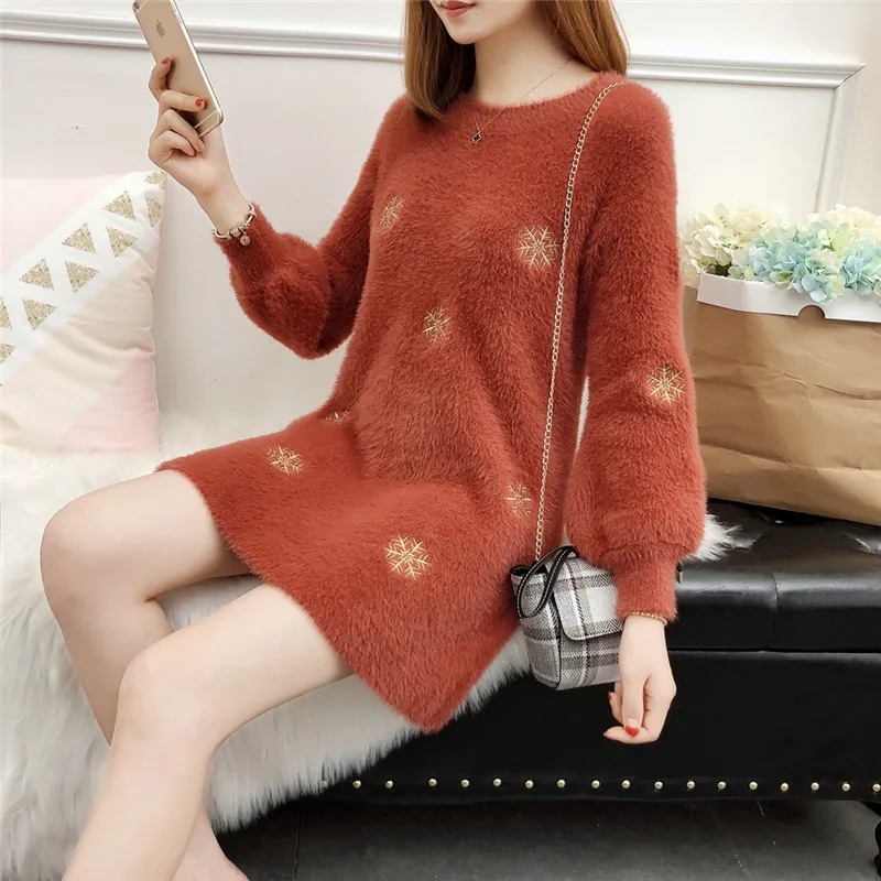 Heydress, Женское зимнее кашемировое платье-свитер с вышивкой, винтажные пуловеры, повседневные теплые женские вязаные свитера