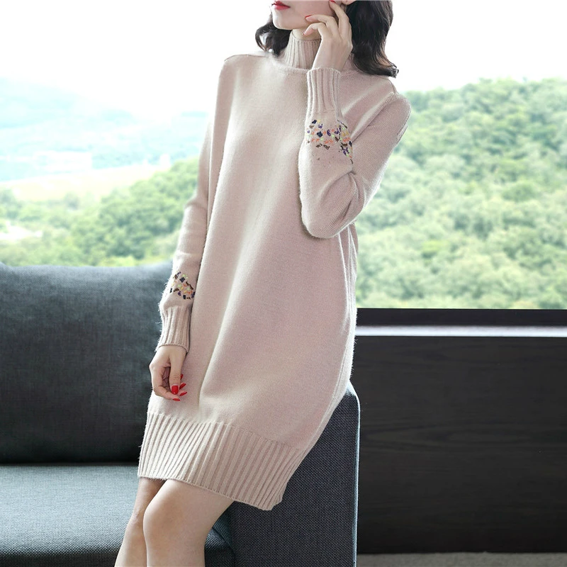 embroidered sweater dress