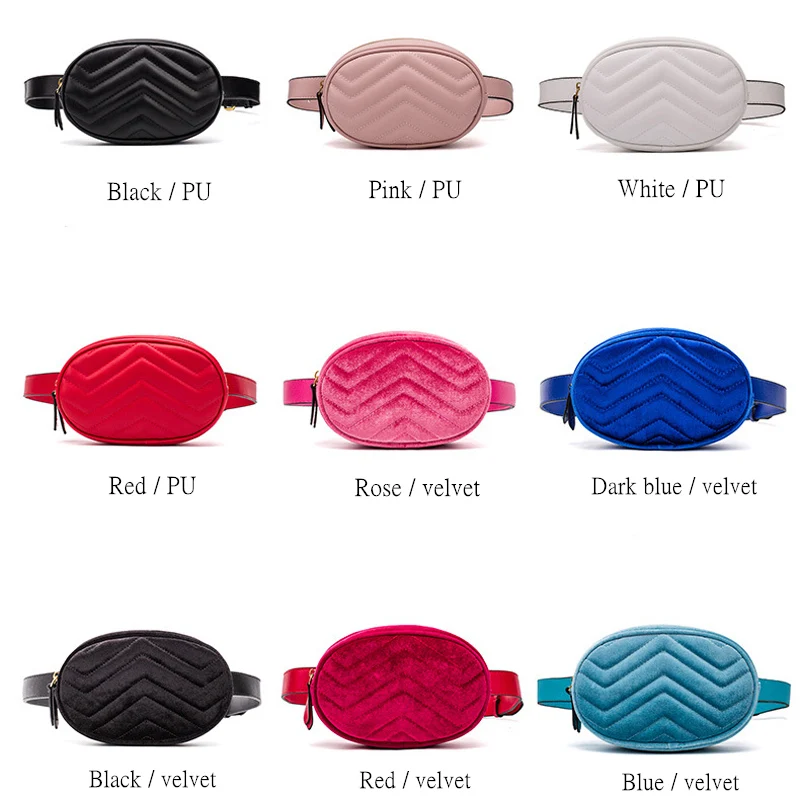 

CGmana Leather Velvet Waist Bag 2020 Women Luxury Brand Mini Waist Purse Ladies Fashion Fanny Pack For Women Bag Belt Multicolor