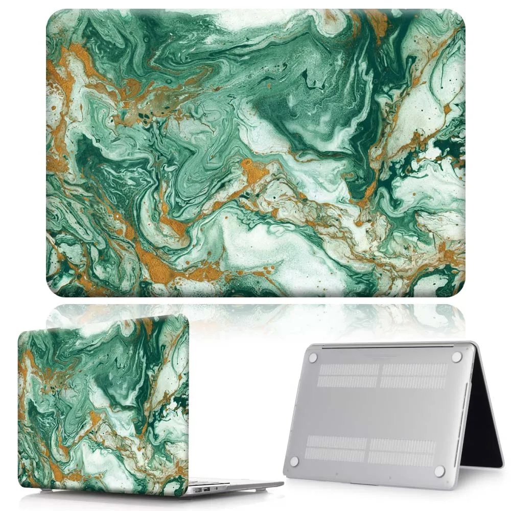 forest green marble KK& LL для Apple MacBook Air Pro retina 11 12 13 15/Pro 13 15 жесткий чехол для ноутбука с сенсорной панелью+ клавиатура+ Защитная пленка для экрана - Цвет: forest green marble