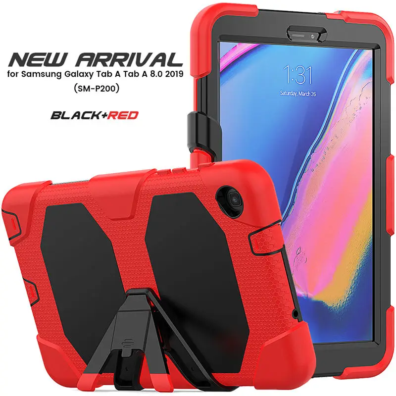 Чехол для Samsung Galaxy Tab A 8,0 с S Pen 8,0 SM-P200 P200 P205 P207 чехол Funda противоударный сверхмощный с подставкой Capa - Цвет: red