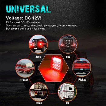 

High Quality Material 2X Red White Led Stop Turn Signal Lamp Tail Light Sealed For Jeep Wrangler TJ YJ