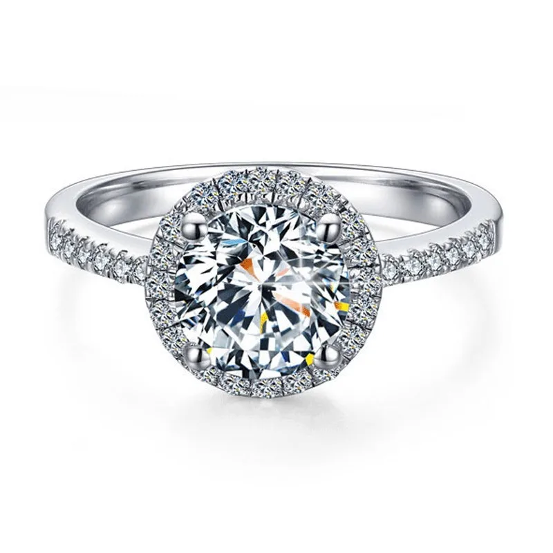 

Luxury 2.0ct D Color Moissanite White Gold Plated S925 Sterling Silver Wedding Engagement Anniversary Rings Bands Women Jewelry
