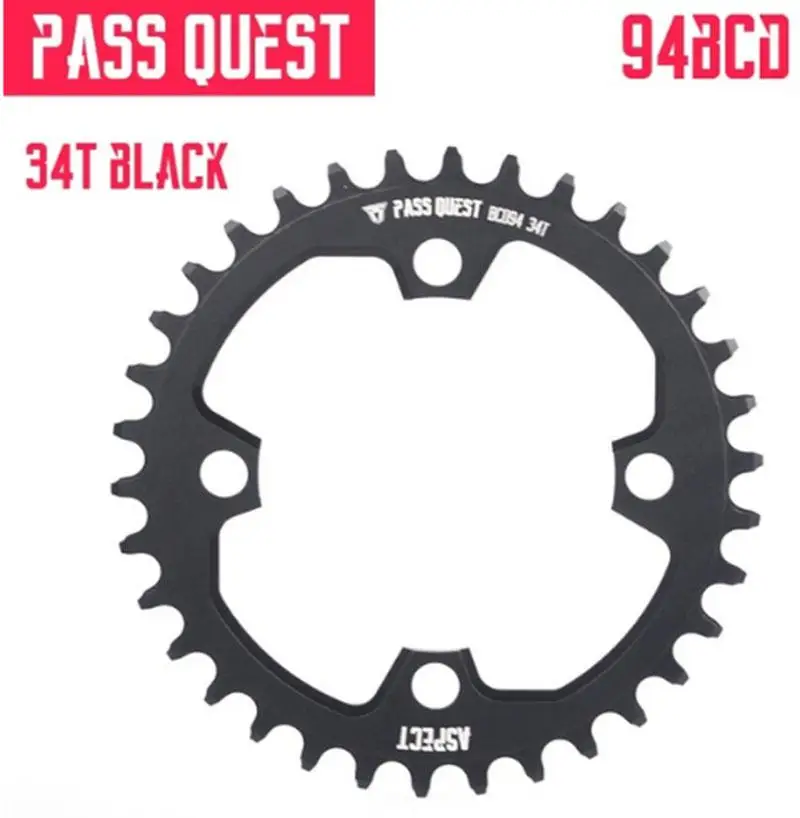 34T Black Велосипедная Звездочка Pass Quest 94BCD круглая 32 T/34 T/36 T/38 T/40 T велосипедная цепь MTB велосипедная Звездочка Корона BCD 94 для NX GX X1 - Цвет: 34T Black