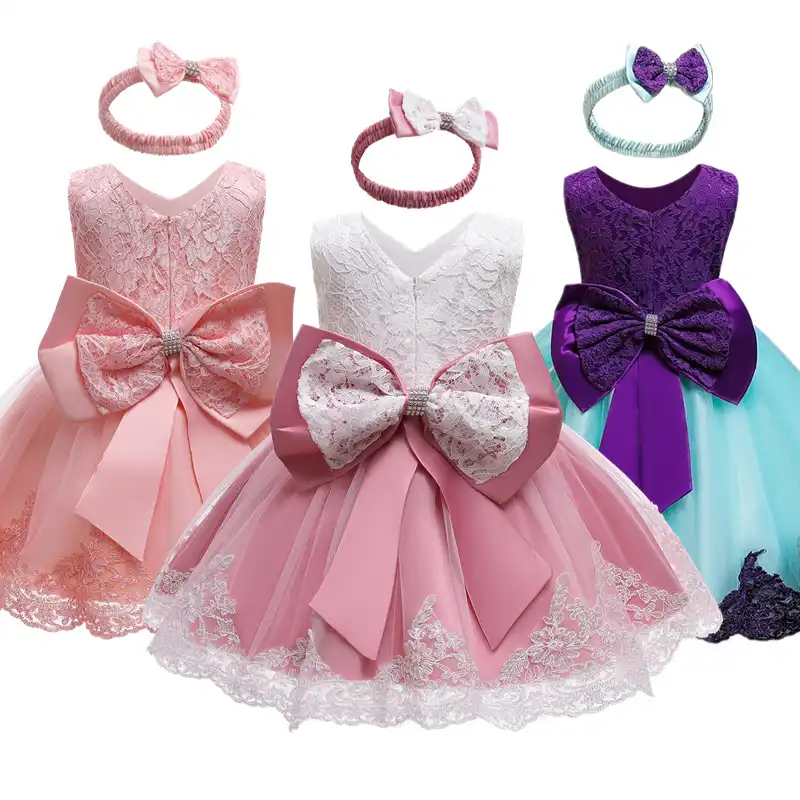 Robe De Fete D Anniversaire Pour Bebe Fille De 1 An Vetements Pour Nouveau Ne Robe Formelle De Bapteme Avec Gros Nœud Papillon Aliexpress