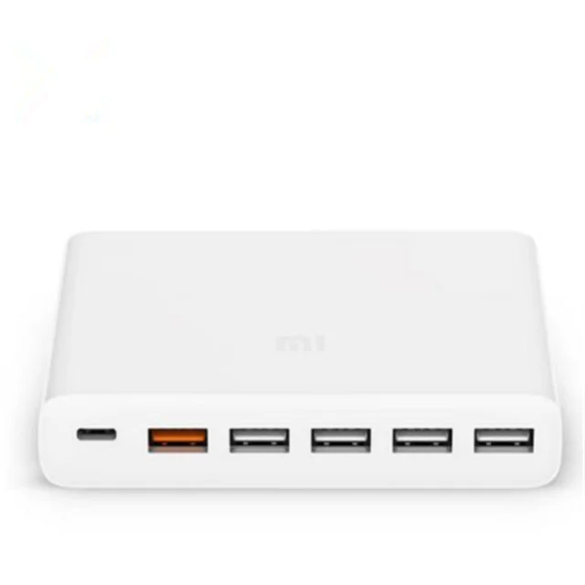Белый Оригинальное быстрое зарядное устройство Xiaomi QC3.0, 110-240 В, 60 Вт, 5 портов USB 1 type-C, выход QC 3,0, USB-C для iphone PAD, смартфона - Цвет: Белый