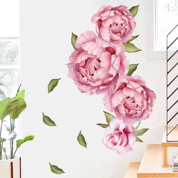

Pink Watercolor Peony Flowers Wall Stickers for Kids Room Living Room Bedroom Home Decoration Wall Decal Home Decor Floral