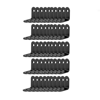 

50Pcs Stainless Steel L Brackets Corner Braces for Shelves L Shape Right Angle Shelf Support Cabinet and Furniture