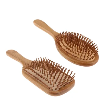 

Natural Bamboo Paddle Hairbrush Scalp Massage Anti Static Cushioned Brush Comb for Women Men Hair Care Pets