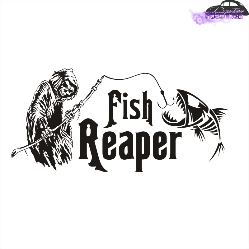 Fishing Sticker Skull Fish Reaper Decal Angling Hooks Tackle Shop Posters Vinyl Wall Decals Hunter Decor Mural Sticker