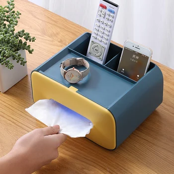 

Desktop Plastic Tissue Box Restaurant Living Room Simple Design Storage Multifunctional Creative Paper Extraction Box U3