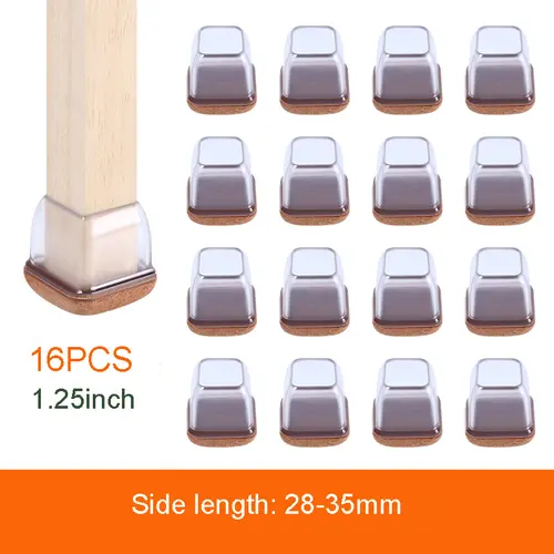 16PCS Transparent Table Chair Leg Protectors Caps Round Square for Furniture Foot Legs Cover Floor Protector with Felt Bottom - Image 15