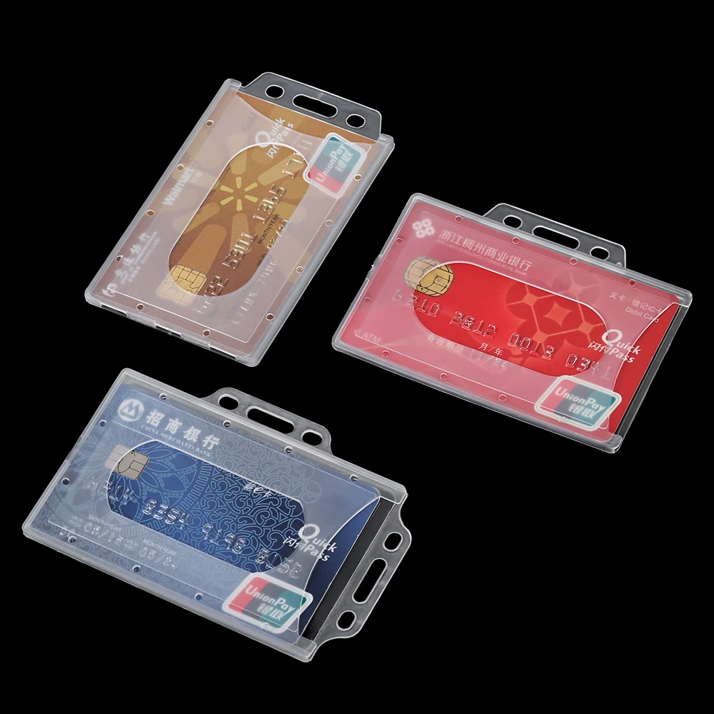 1 Hard Plastic Vertical Photo ID Pass Card Holder Badge Access Card Sleeve