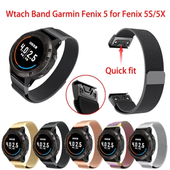 

20/22/26mm Stainless Strap Milanese Loop Band for Garmin Fenix 5 5X 5S 3 HR Quick install Metal Stainless Watch Wrist Bracelet