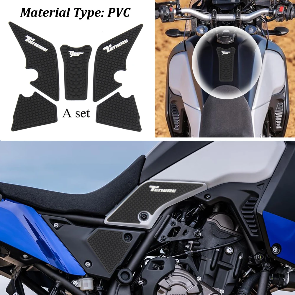 Lorababer Motorcycle Gas Tank Traction Pads Fuel Tank Grips Side Anti-Slip Stickers Knee Grips Protector Decal for Yamaha Tenere 700 XTZ700 2019 2020 2021 