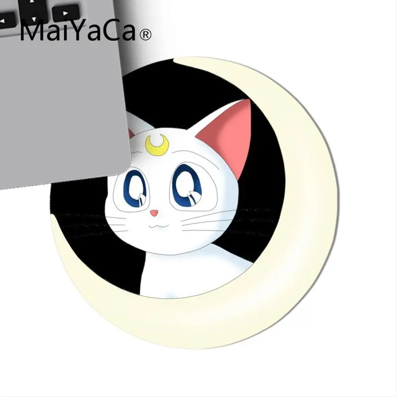 MaiYaCa Подарочный коврик для мальчика милый Сейлор Мун Кот компьютерный игровой круглый коврик для мыши игровой коврик для мыши для ПК ноутбука