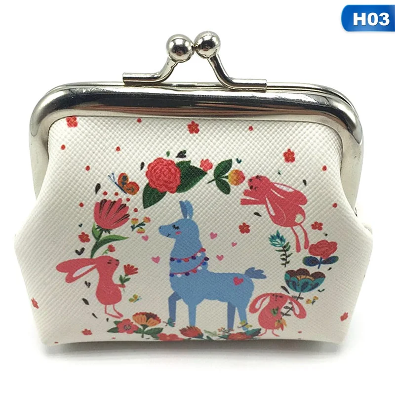 Unicorn Flamingo Cactus Alpaca Printed Coin Purse for Women Girls Cartoon Pattern Wallet Bag Zipper Coin Purse - Цвет: H03