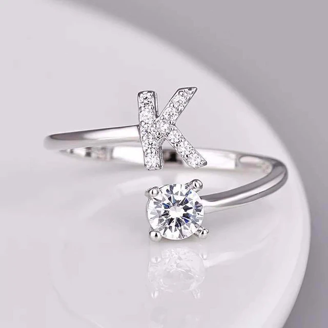 Meaning For Gift|women's Initial Letter Rhinestone Ring - Zinc Alloy Party  Jewelry Gift