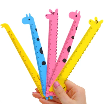 

1Pcs 15 cm Giraffe Ruler Prizes School Supplies Stationery Cute Cartoon Ruler
