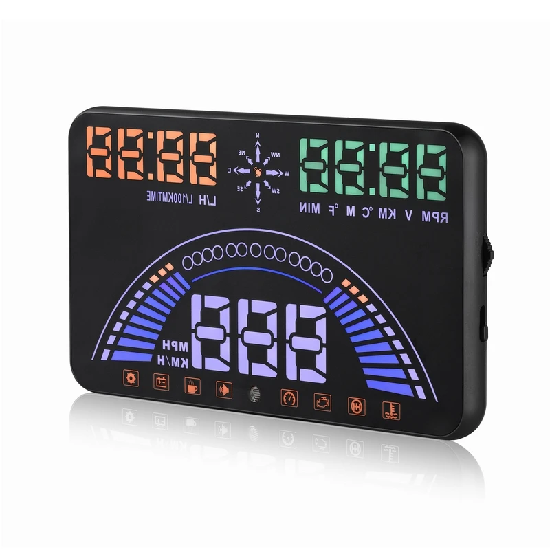 5,8 ''Hud Head Up display OBD2 OBDII+ gps две системы автомобильный интерфейс скорость метр детектор за оповещение о скорости светодиодный сигнализация HUD
