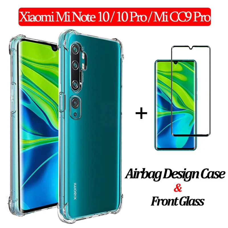 

2-in-1 Glass + 360 Full Cover Case for Xiaomi Note 10 Airbag Case MiNote10 Mi CC9Pro Clear Case Xiaomi Mi-Note-10-Pro Back Cover