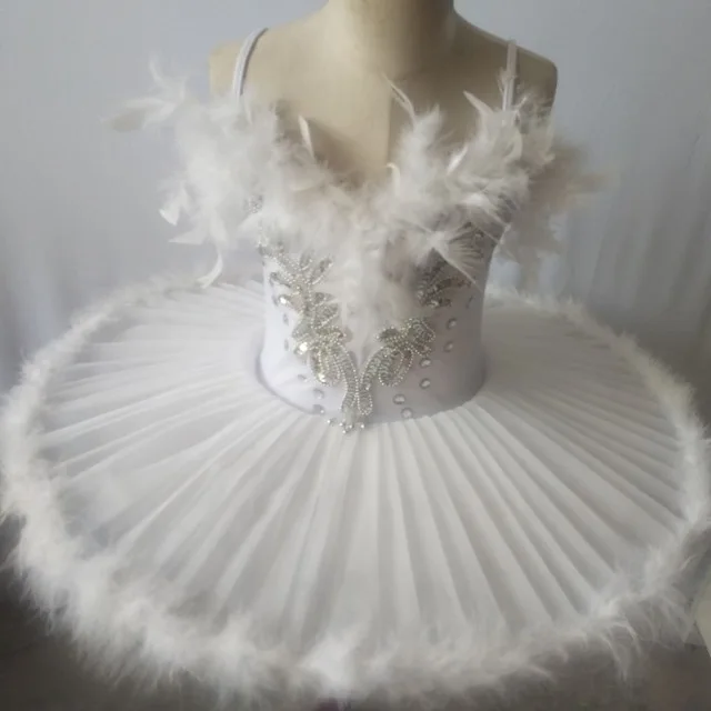 

Kids White Swan Lake Ballet Dance Costume Child Professional Ballet Tutu Dance Dress Black Feather Ballet Dancewear 90
