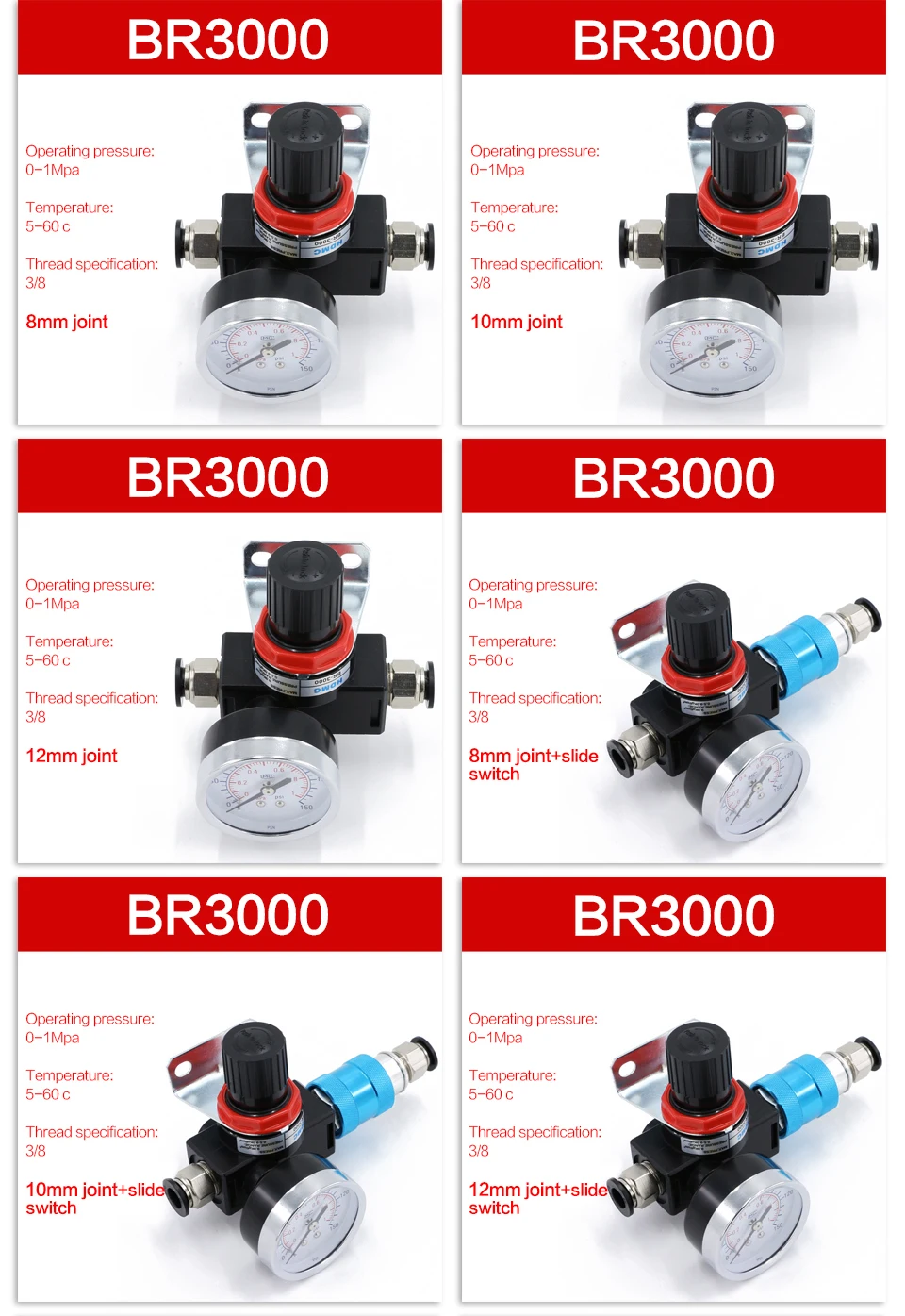 Free shipping Pressure regulating valve pneumatic adjustable BR2000 pressure reducing valve BR3000 regulating valve BR4000