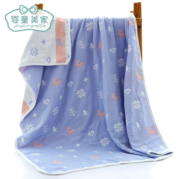 

100% Cotton Bath Towel Cotton Six-layer Gauze a Class Jacquard Baby Children's Quilt 110*110 Cartoon Children Gauze Children's Q