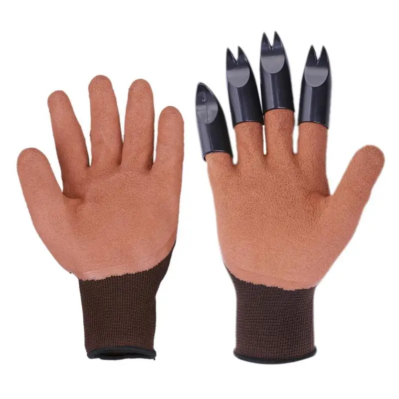 Garden Gloves 4 Hand Claw ABS Plastic Rubber Gloves Quick Excavation Plant Waterproof Insulation Home garden supplies - Цвет: 1 Pair