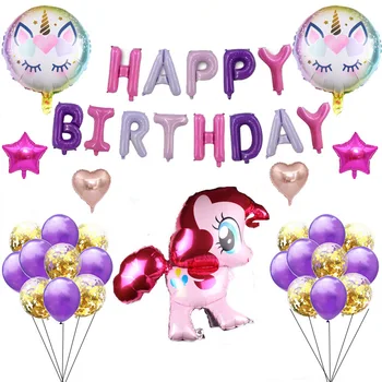 

My little pony birthday balloons unicorn balloons party decoration supplies happy birthday party letters alphabet baloon rainbow