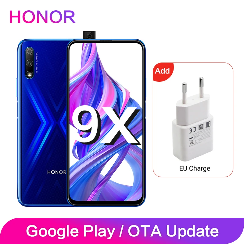 Honor 9X Global rom 4 Гб 64 128 ГБ 48MP две камеры 4000 мАч GPU Kirin 810 Восьмиядерный 6 59 дюймовый