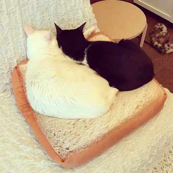 Cat Bed Removable Design Dog Kennel Pet Toast Bread Cat Dog Mats Soft Bed Rug