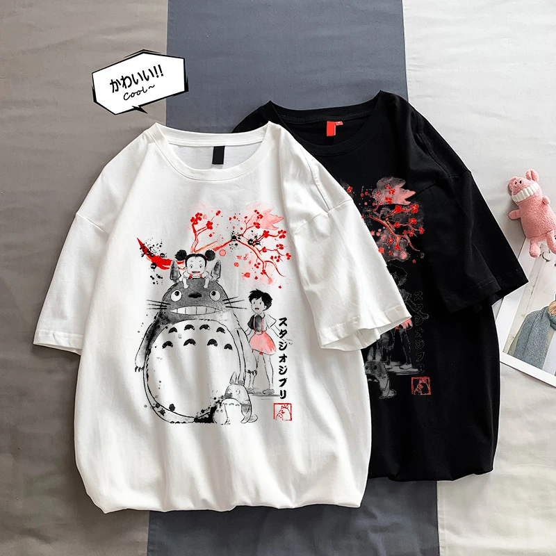 Totoro Studio Ghibli Harajuku Kawaii T Shirt Women Ullzang Miyazaki Hayao Tshirt Funny Cartoon T-shirt Cute Anime Top Tee Female vintage graphic tees