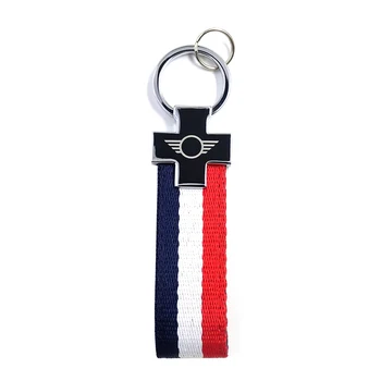 

10 COLORS High quality French flag Keychain Key Chain Rope Ring For Mini Cooper JCW One R55 R56 R60 F54 F55 F56 F60 Countryman