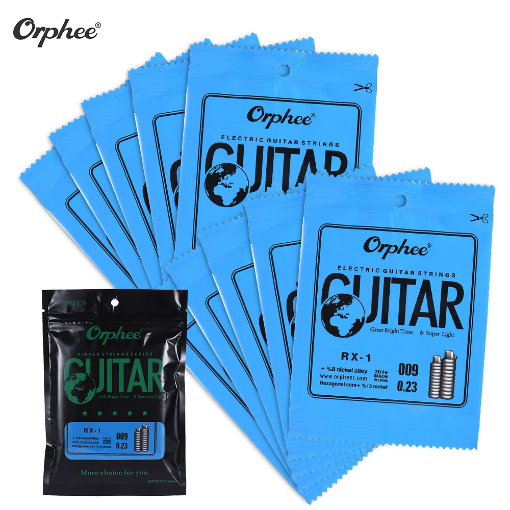 Orphee RX-1 Сменные Струны для электрогитары Orphee RX-1, 10 шт. в упаковке, супер светильник из никелевого сплава, аксессуары для гитары - Цвет: Orphee RX-1
