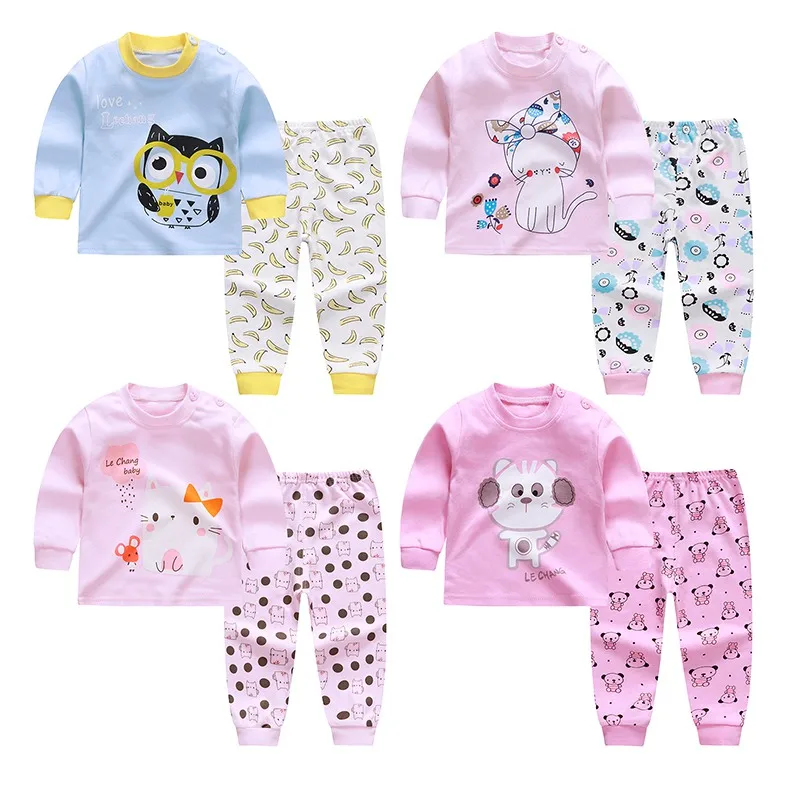 

Spring Autumn New Baby Boys Girls Cute Cotton Comfortable Cartoon Long Sleeve Pajamas Sets Tops +Trousers 2 Pcs Sets Pajamas