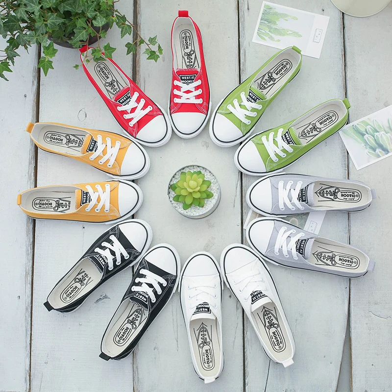 

Spring 2019 new Joker shallow canvas shoes female students Korean version of small white flat cloth shoes postage
