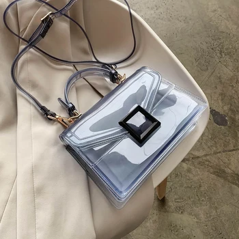 

Candy Colors Transparent Jelly Tote Bag 2020 Summer New High Quality PVC Women's Designer Handbag Lock Shoulder Messenger Bag