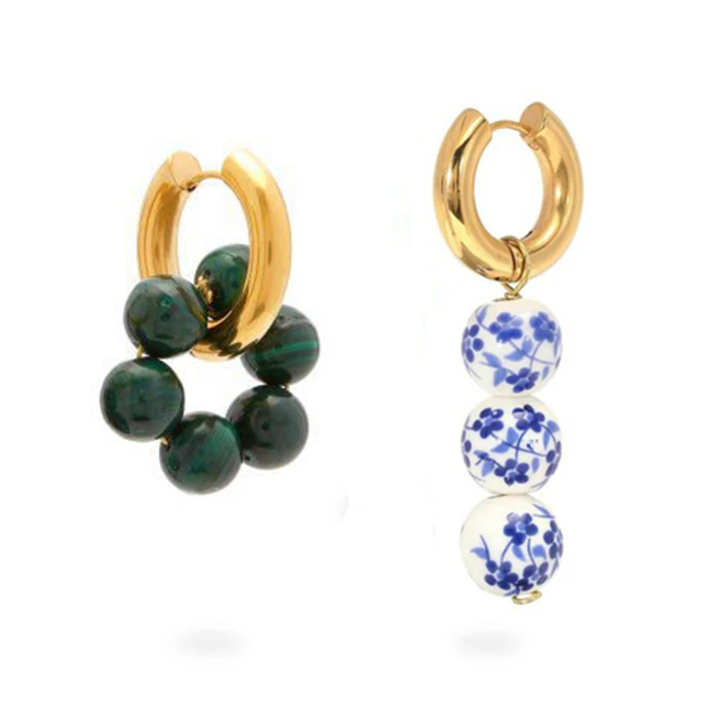 

women exquisite pendant earrings flower pattern beads boho style серьги 2020 тренд Asymmetric design серьги подвески charming