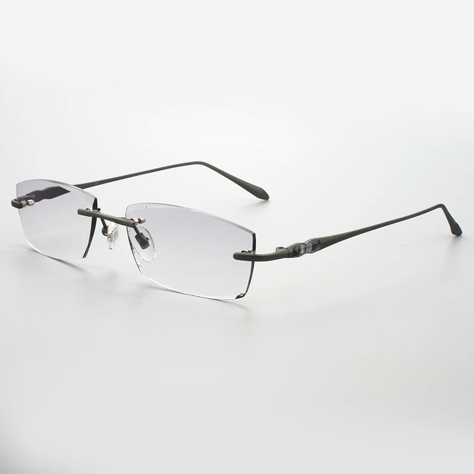 Gray gray lens OPECO мужские очки без оправы, титановая оправа, оптические очки, мода, алмазная резка стекла, очки по рецепту 105 - Цвет оправы: Gray gray lens