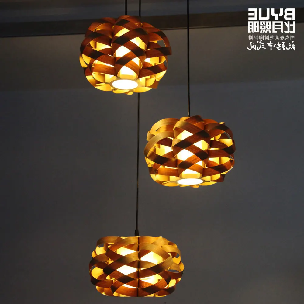 

Wood Natural Veneer Bird's-nest Pendant Light pendant lights