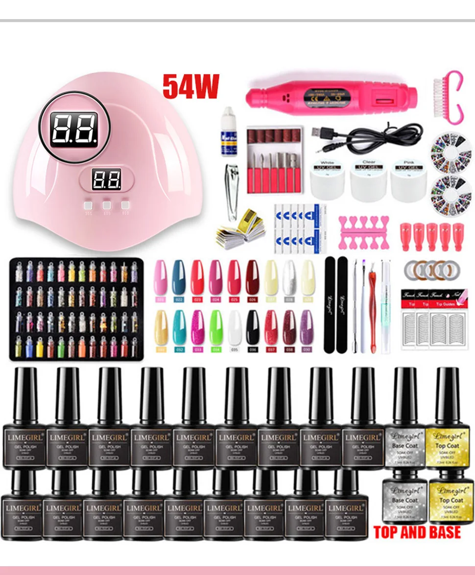 Conjunto de unhas 120 54w uv conduziu