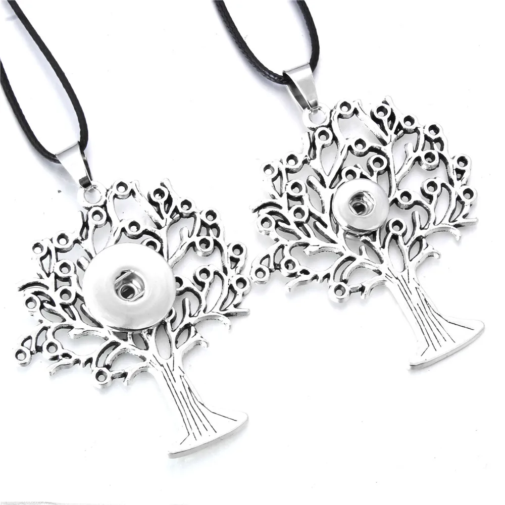 

New 12MM 18MM Snap Button Pendant Necklace Tree of life Charms Fashion Snaps Button DIY Jewelry Gift For Women